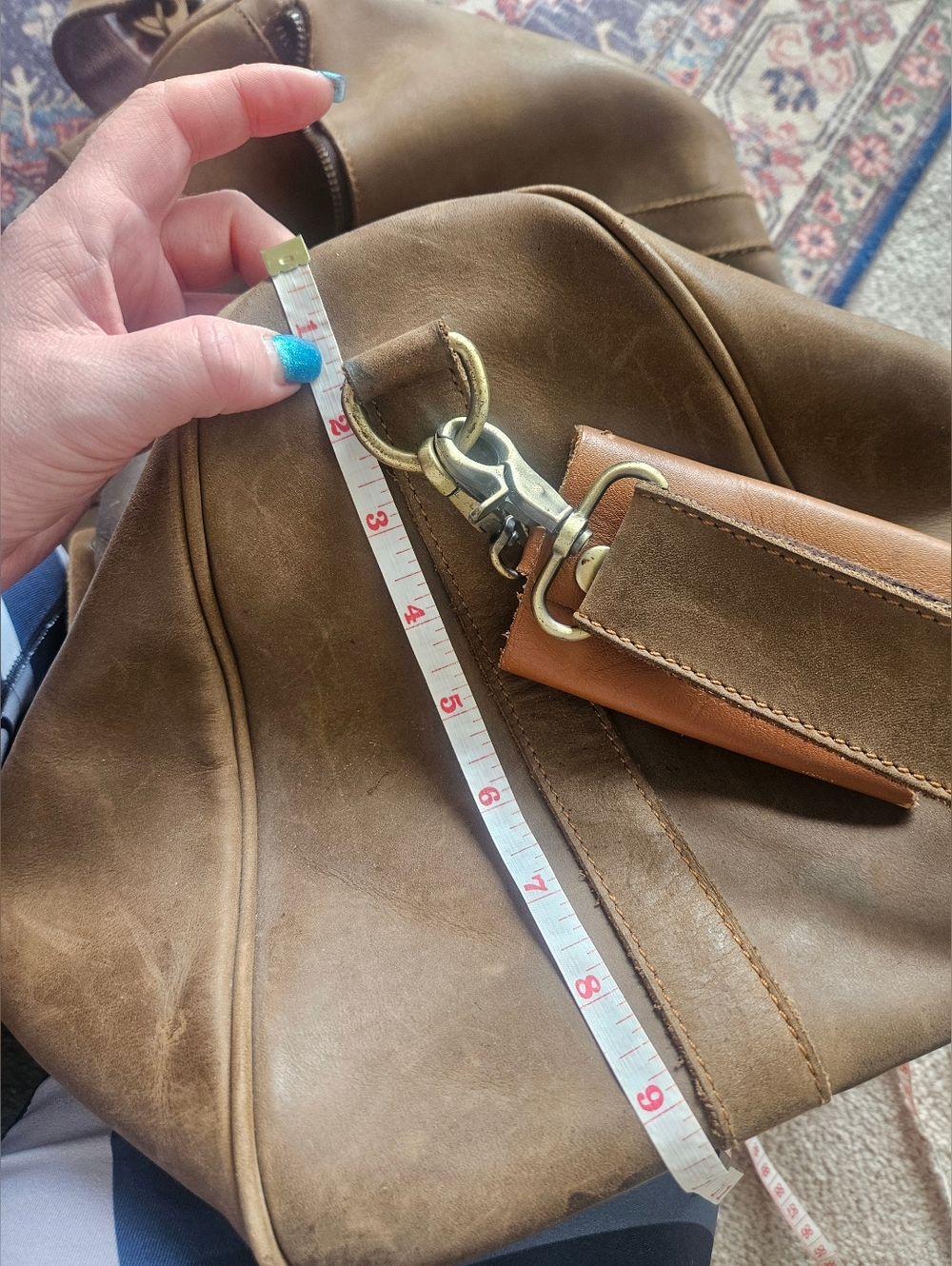 Full Grain Leather Weekend Duffle Bag -Tan Brown Overnight Cabin Bag - Picture 16 of 16